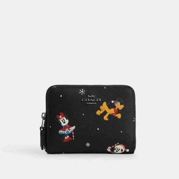 DISNEY X COACH SMALL ZIP AROUND WALLET WITH HOLIDAY PRINT - Picture 3 of 3
